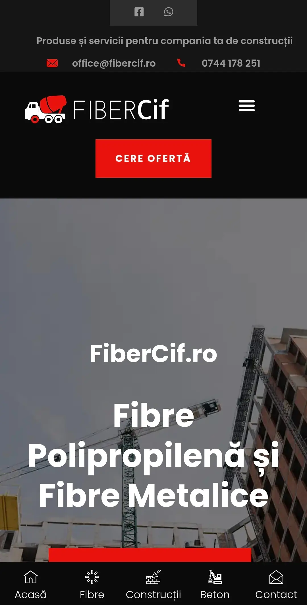 Previzualizare site de prezentare Fibercif