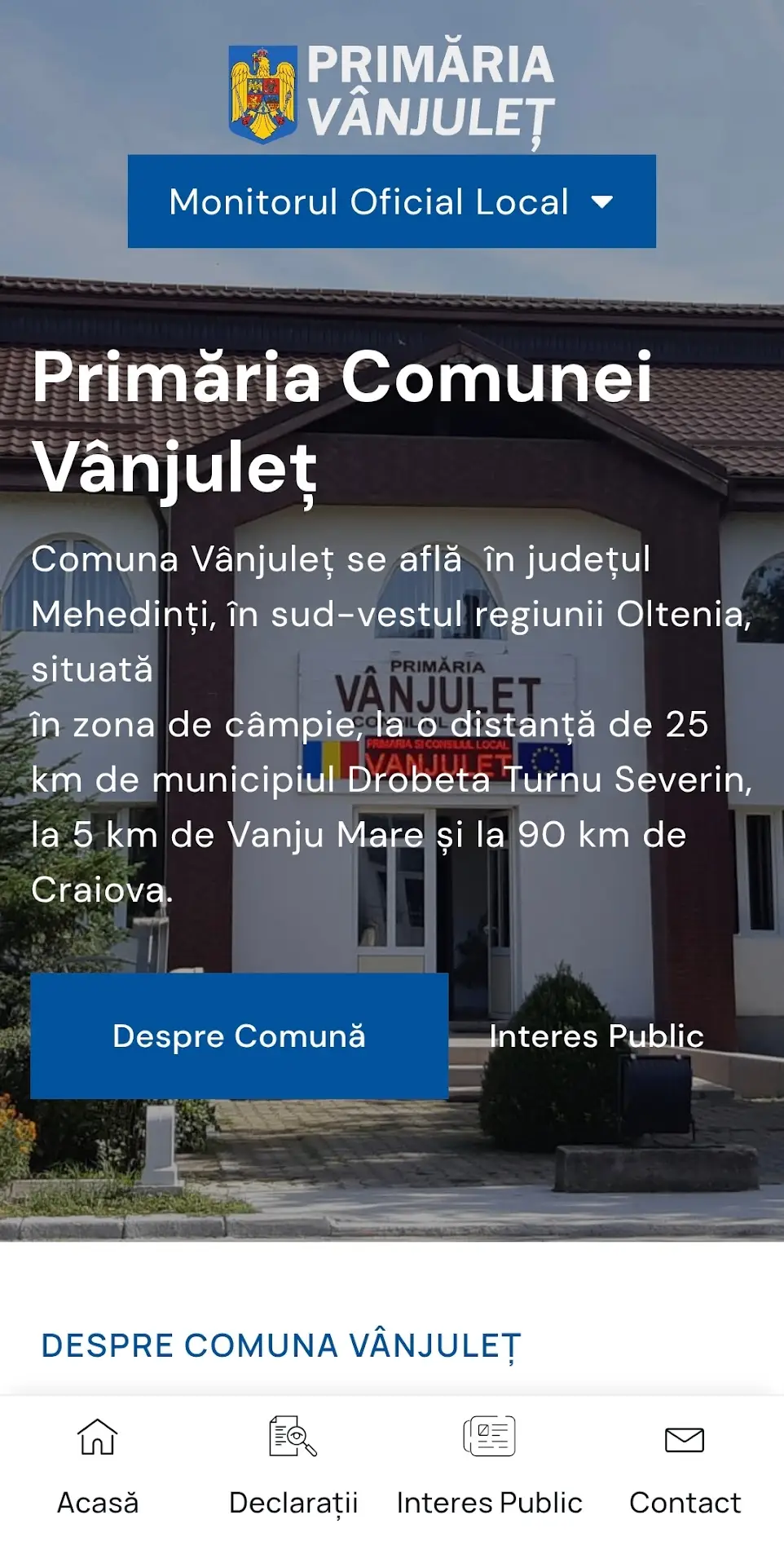 Previzualizare site de prezentare Primariavanjulet