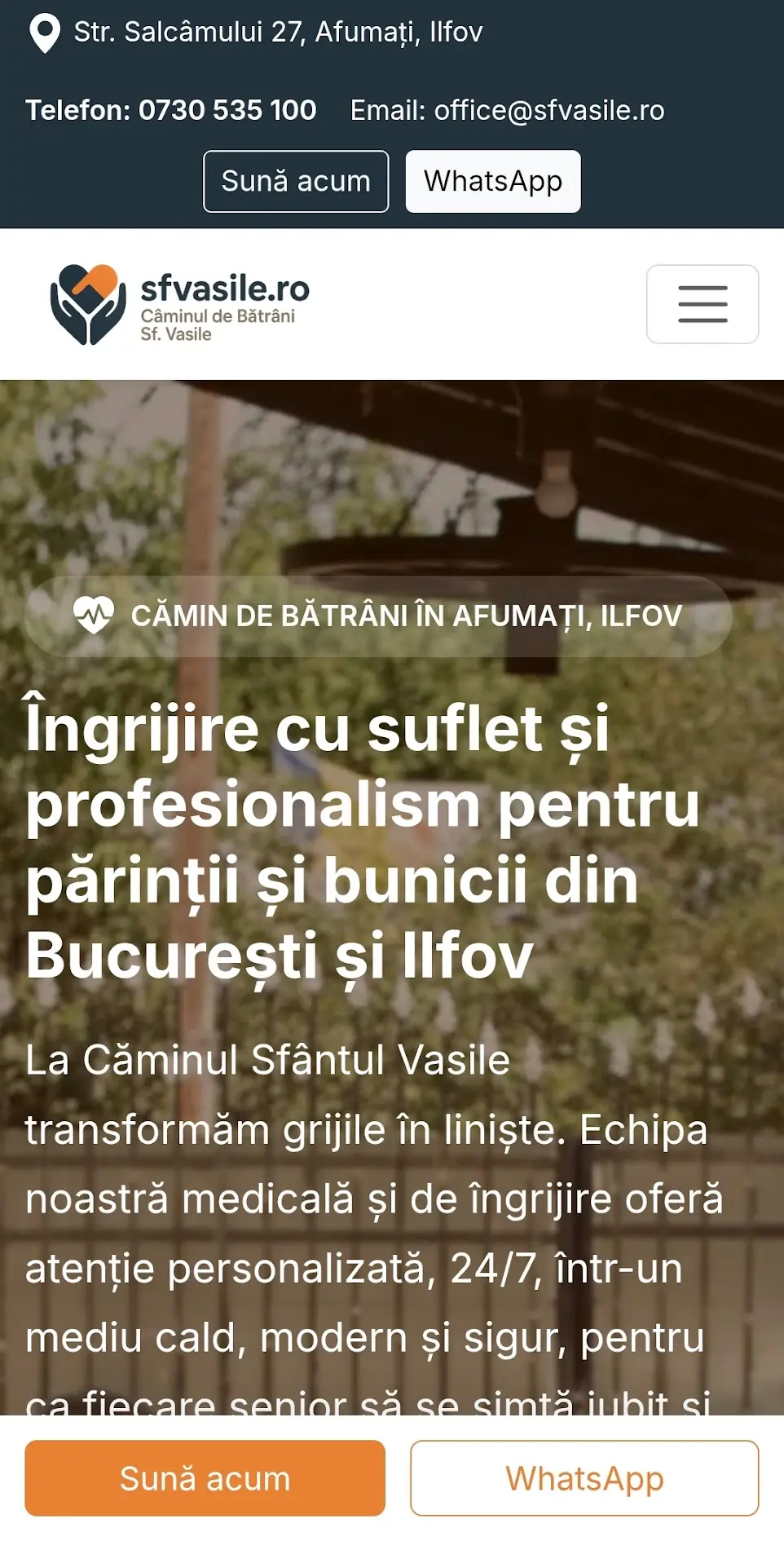 Previzualizare site de prezentare Sf. Vasile