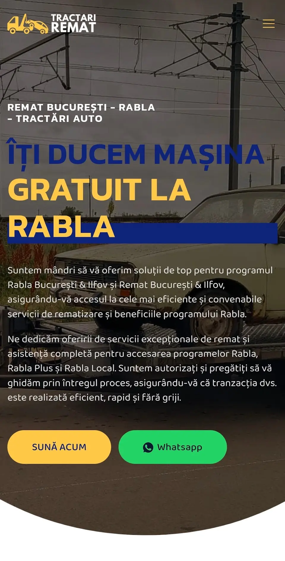 Previzualizare site de prezentare Tractari Remat